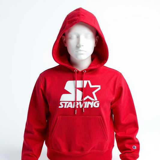 STARVING “BOOTLEG” HOODIE - RED - S1051 CHAMPION REVERSE WEAVE ®